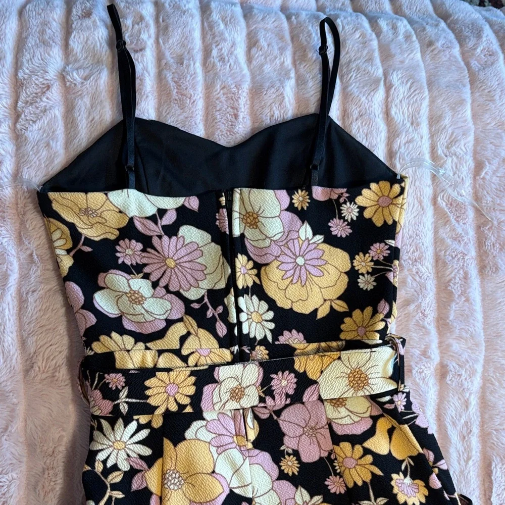 Emerald Sundae Black Floral Jumpsuit with Yellow & Pink Flowers - Picture 6 of 8